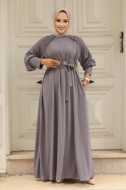 Modest Dark Grey Abaya Dress 330104KGR - 2