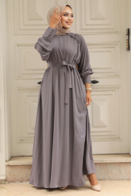 Modest Dark Grey Abaya Dress 330104KGR - 3