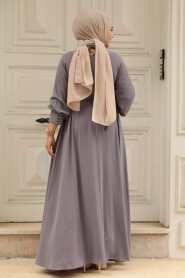 Modest Dark Grey Abaya Dress 330104KGR - 4