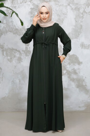 Modest Dark Khaki Abaya For Women 81291KHK - 1