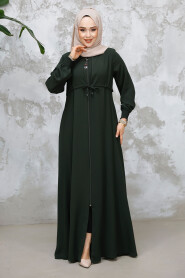 Modest Dark Khaki Abaya For Women 81291KHK - 2