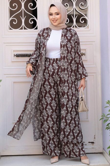 Modest Dark Khaki Kimono Dual Suit 12888KHK - NEVA STYLE