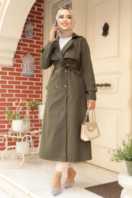 Modest Dark Khaki Trench Coat 6103KHK - 3