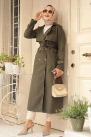 Modest Dark Khaki Trench Coat 6103KHK - 1