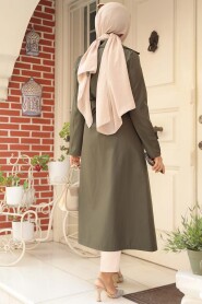 Modest Dark Khaki Trench Coat 6103KHK - 4