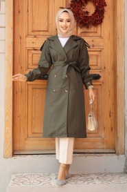 Modest Dark Khaki Trench Coat 647KHK - 1