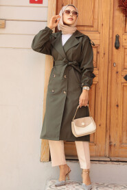 Modest Dark Khaki Trench Coat 647KHK - 2