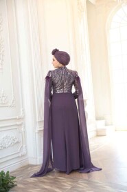 Modest Dark Lila Bridesmaid Dress 52592KLILA - 5