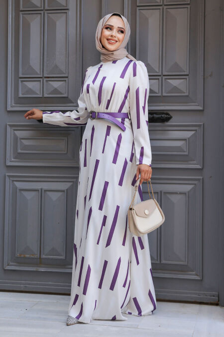 Modest Dark Lila Summer Dress 4645KLILA - NEVA STYLE