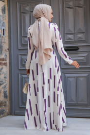 Modest Dark Lila Summer Dress 4645KLILA - 3