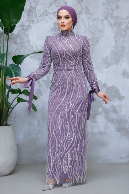 Modest Dark Lila Wedding Dress 4764KLILA - NEVA STYLE