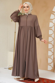 Modest Dark Mink Abaya 45286KV - 1