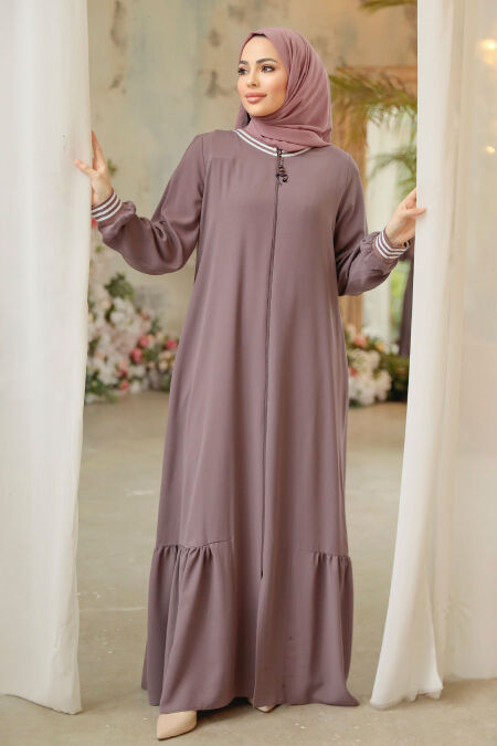 Modest Dark Mink Abaya Dubai 45276KV - NEVA STYLE