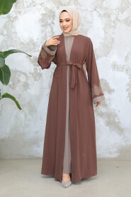 Modest Dark Mink Dual Suit Abaya 29128KV - 3