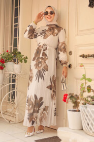 Modest Dark Mink Floral Dress 34467KV - 1