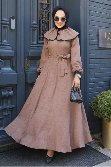 Modest Dark Mink Maxi Dress 60881KV - NEVA STYLE