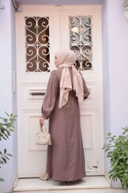 Modest Dark Mink Pastel Dress 19042KV - 3