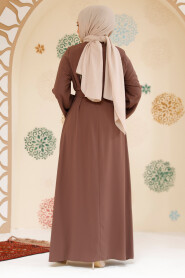 Modest Dark Mink Plus Size Abaya 29125KV - 4