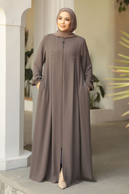 Modest Dark Mink Plus Size Abaya 45282KV - NEVA STYLE
