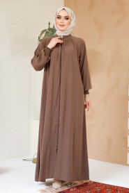 Modest Dark Mink Plus Size Abaya 45293KV - 2