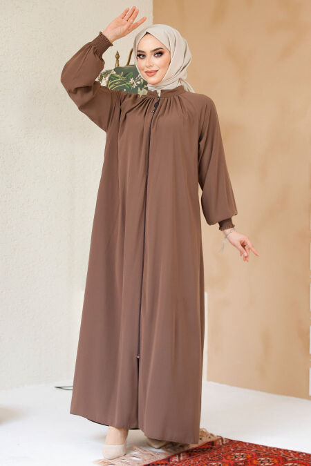 Modest Dark Mink Plus Size Abaya 45293KV - NEVA STYLE