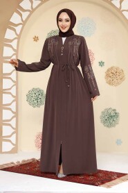 Modest Dark Mink Plus Size Abaya 45302KV - 2