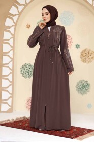 Modest Dark Mink Plus Size Abaya 45302KV 