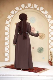 Modest Dark Mink Plus Size Abaya 45302KV - 4