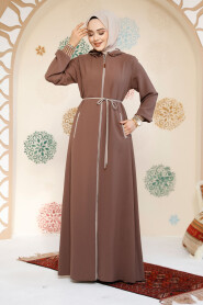 Modest Dark Mink Plus Size Abaya 81151KV - 3