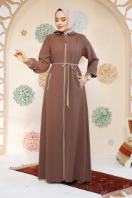 Modest Dark Mink Plus Size Abaya 81151KV - 4