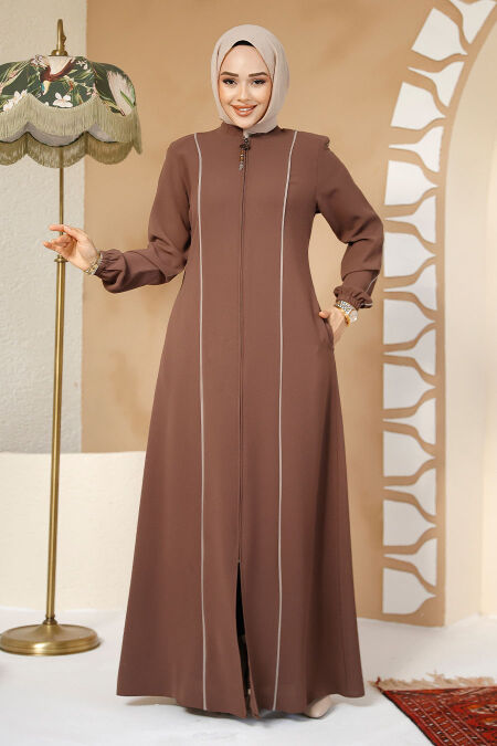Modest Dark Mink Plus Size Abaya 8148KV - NEVA STYLE