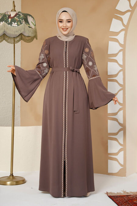 Modest Dark Mink Plus Size Abaya Dubai 90311KV - NEVA STYLE