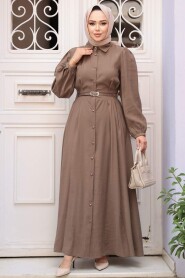 Modest Dark Mink Summer Dress 19044KV - 2
