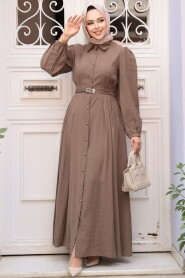 Modest Dark Mink Summer Dress 19044KV - 1
