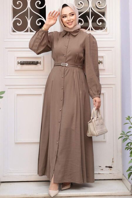 Modest Dark Mink Summer Dress 19044KV - NEVA STYLE