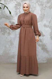 Modest Dark Mink Summer Dress 65878KV - 2