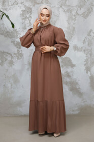 Modest Dark Mink Summer Dress 65878KV - 3