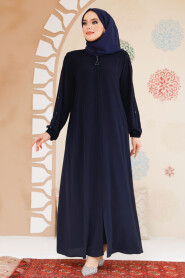 Modest Dark Navy Blue Abaya For Women 45292KL - 2