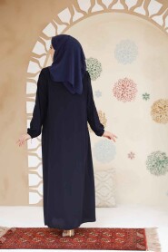 Modest Dark Navy Blue Abaya For Women 45292KL - 6