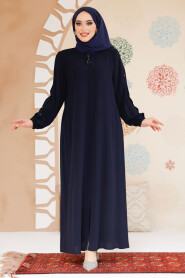 Modest Dark Navy Blue Abaya For Women 45292KL - 3