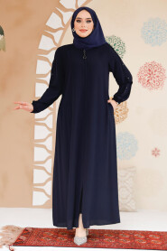 Modest Dark Navy Blue Abaya For Women 45292KL - 4