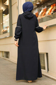Modest Dark Navy Blue Abaya For Women 62602KL - 3