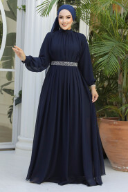 Modest Dark Navy Blue Evening Dress 25888KL - 1