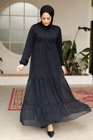 Modest Dark Navy Blue Long Sleeve Dress 22051KL - 1