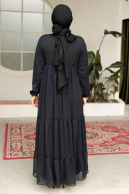 Modest Dark Navy Blue Long Sleeve Dress 22051KL - 3