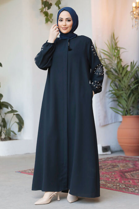 Modest Dark Navy Blue Plus Size Abaya 62701KL - NEVA STYLE