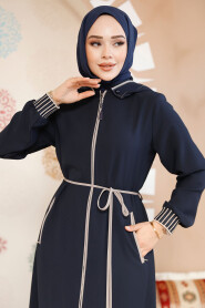 Modest Dark Navy Blue Plus Size Abaya 81151KL - 2