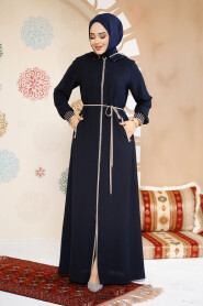 Modest Dark Navy Blue Plus Size Abaya 81151KL - 3