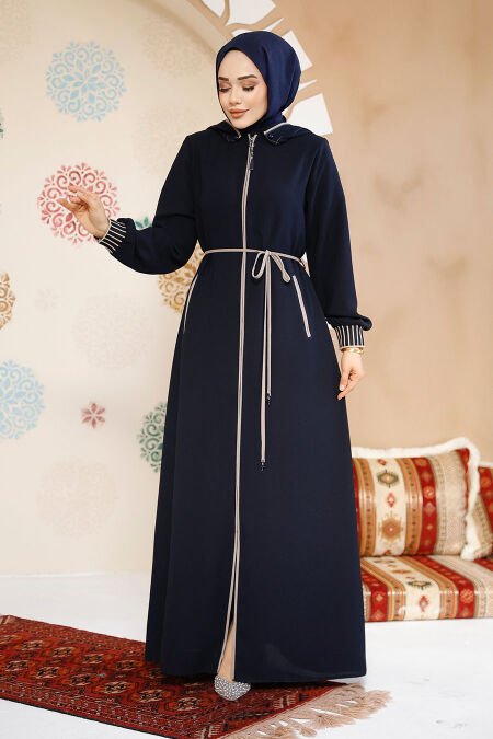 Modest Dark Navy Blue Plus Size Abaya 81151KL - NEVA STYLE