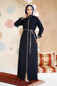 Modest Dark Navy Blue Plus Size Abaya 81151KL - 4